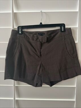 Theory Brown Linen Tailored Shorts